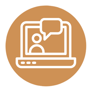 rundes icon mit weißem laptop auf goldfarbenem hintergrund